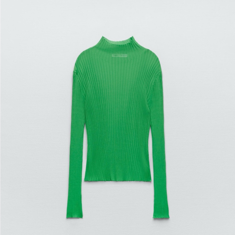 Zara Vibrant Green Cowl Neck Sweater